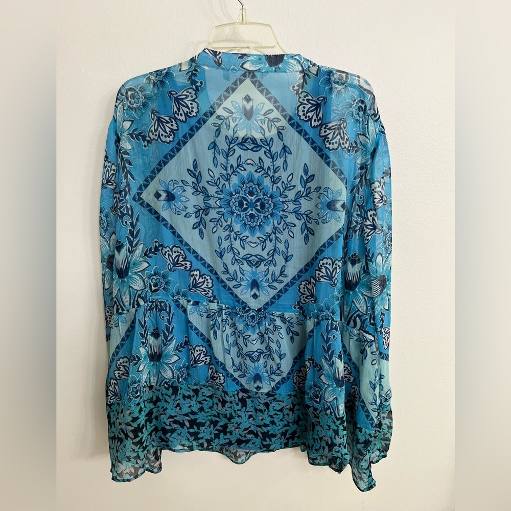 EUC Soft Surroundings Blue Floral Tunic with Blue Tank Top 3X - Picture 5 of 9